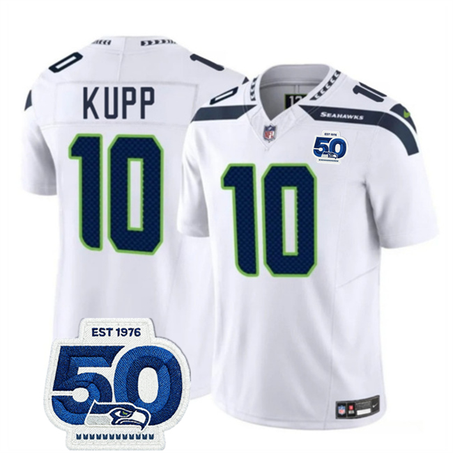 Men's Seattle Seahawks #10 Cooper Kupp White 2025 F.U.S.E. Vapor Untouchable Limited Stitched Football Jersey